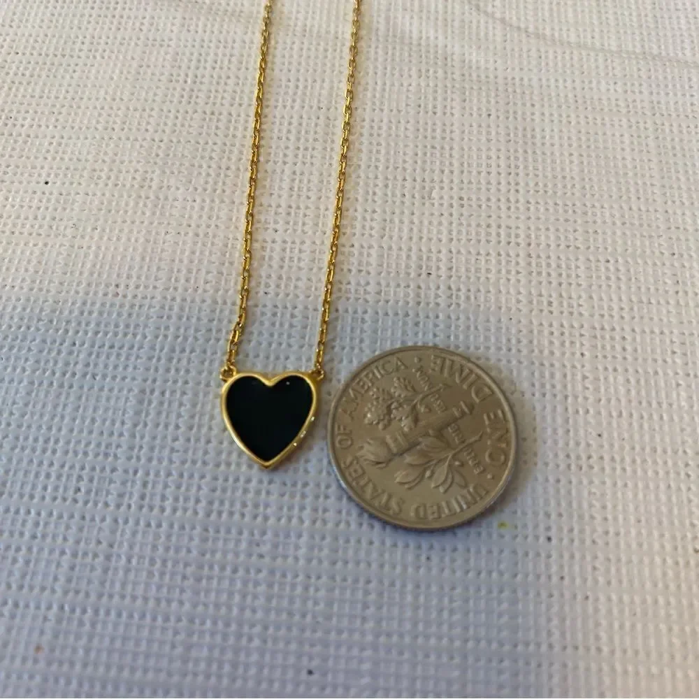 Rachel Zoe Beautiful & Delicate Sterling Silver Small Black Heart Necklace.